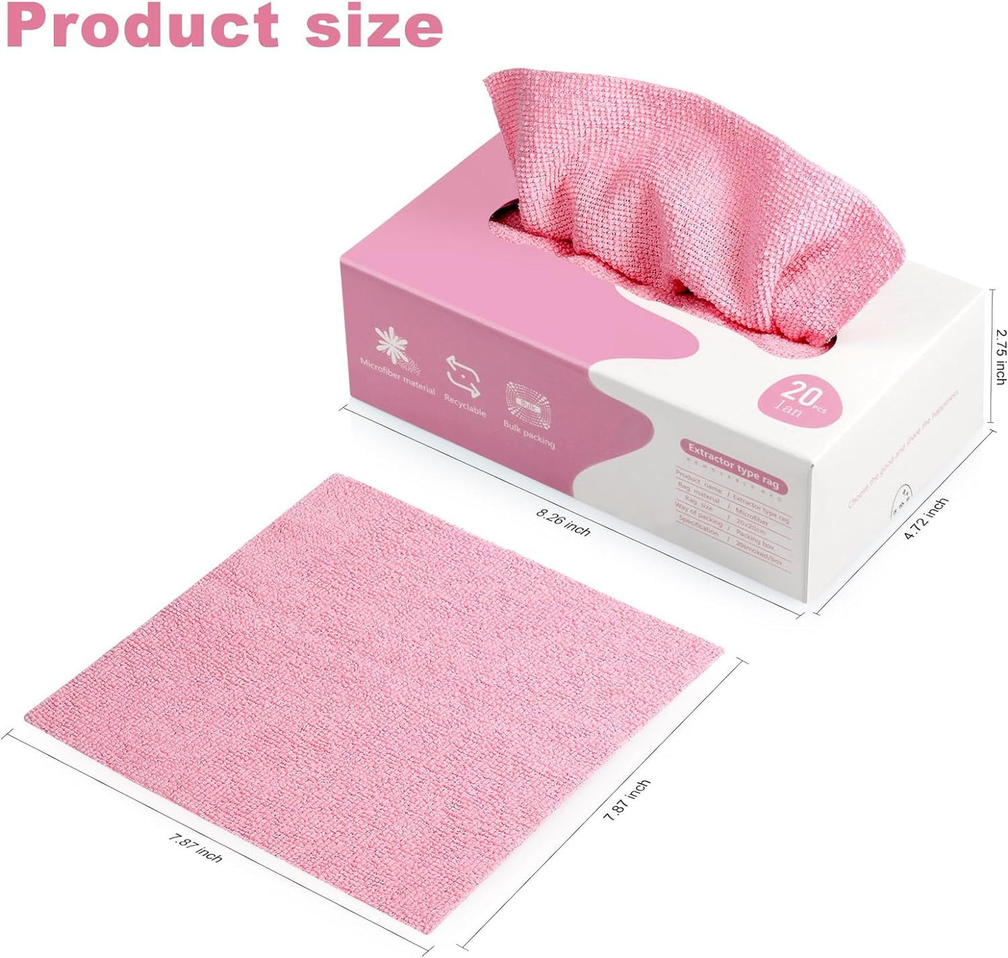 20 PCS Reusable Microfiber Cleaning Cloths