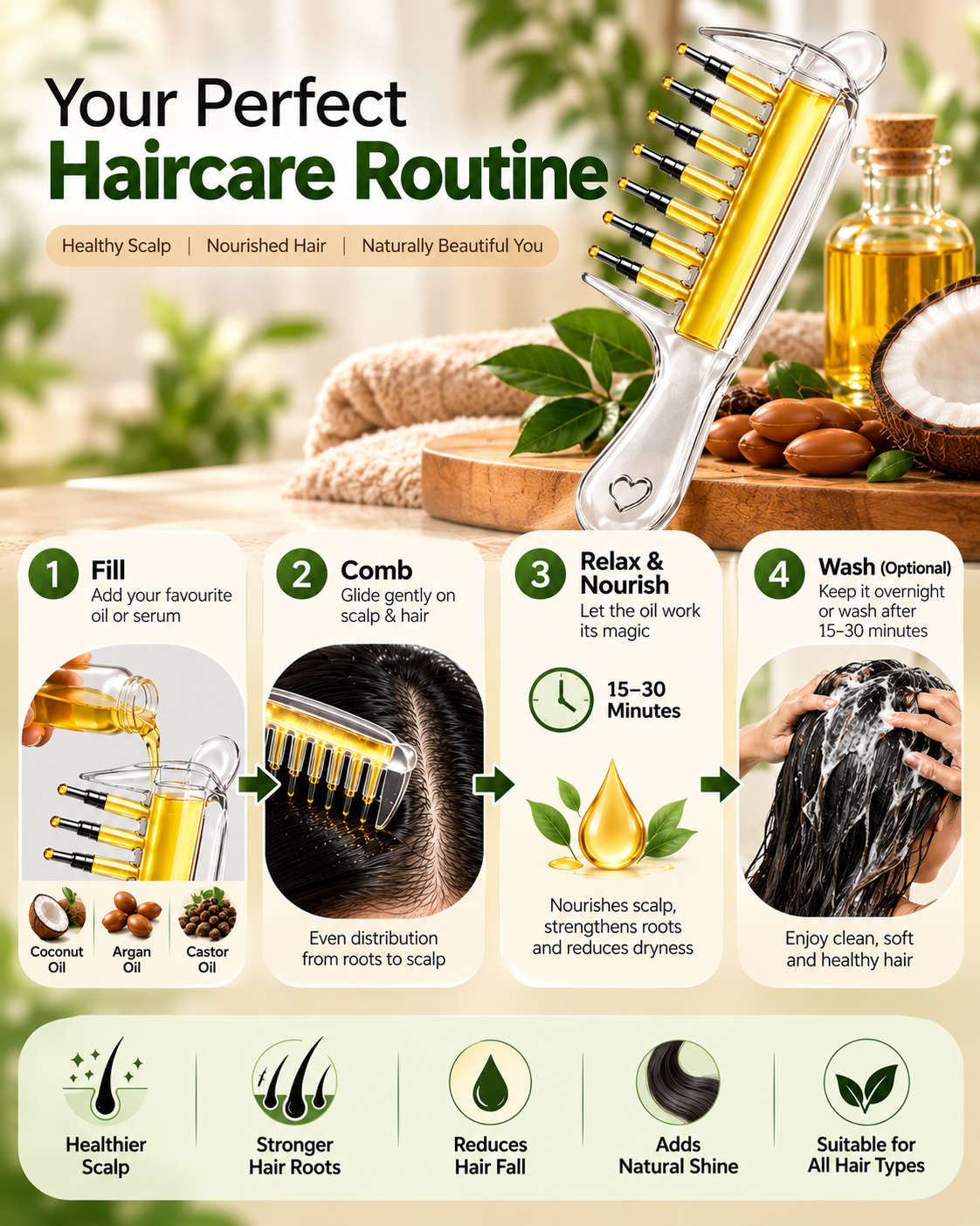 Hair Oil Applicator Comb