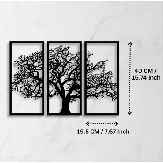 Wooden 3 Pieces Tree Wall Art Panel Frame for Home Decor