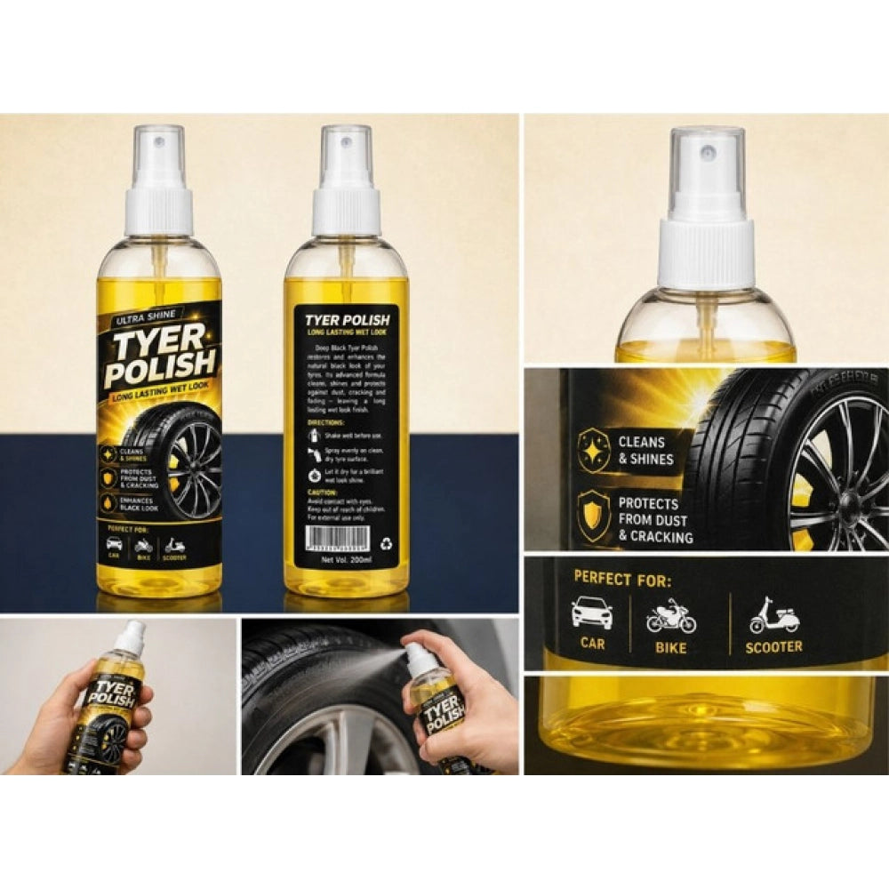 Deep Black Tyer Polish Liquid Spray Bottle 100 ML (Pack of 2)