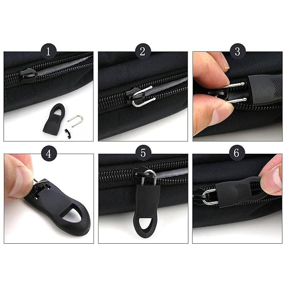 Zipper Repair Kit Instant Zipper Sliders with Nylon Pull Tabs,Replacement Plastic Zipper Pulls,Universal Screw-Fix Removable Zippers for Bags,Jackets-Luggage (PACK OF 20)