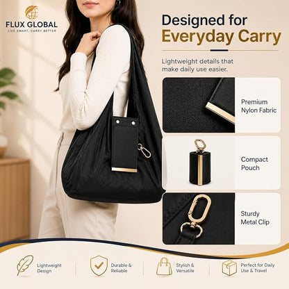 Foldable Reusable Shopping Bag with Portable Storage Pouch