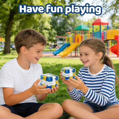 3D Maze Cube Ball Puzzle Game Transparent Labyrinth Cube with Rolling Steel Ball