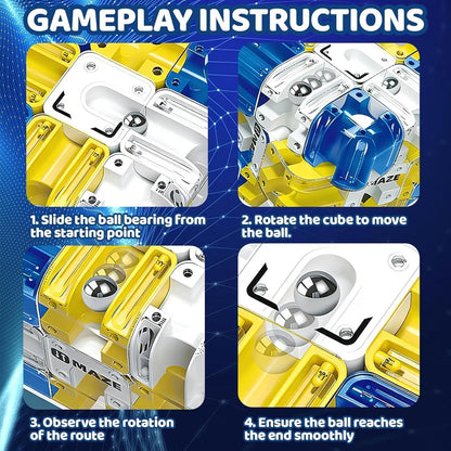 3D Maze Cube Ball Puzzle Game Transparent Labyrinth Cube with Rolling Steel Ball