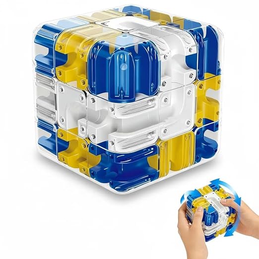 3D Maze Cube Ball Puzzle Game Transparent Labyrinth Cube with Rolling Steel Ball