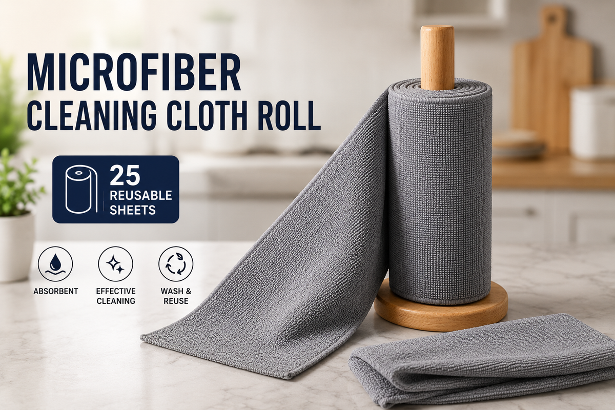 Microfiber Cleaning Cloth Roll – 25 Reusable Sheets