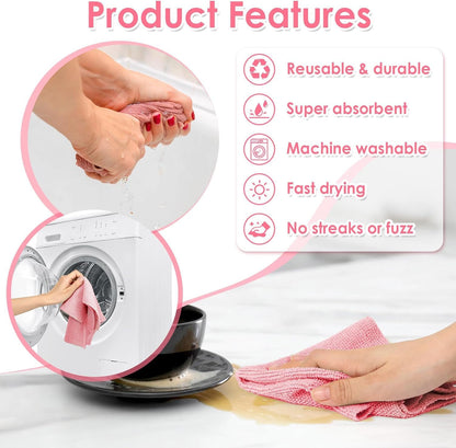 20 PCS Reusable Microfiber Cleaning Cloths