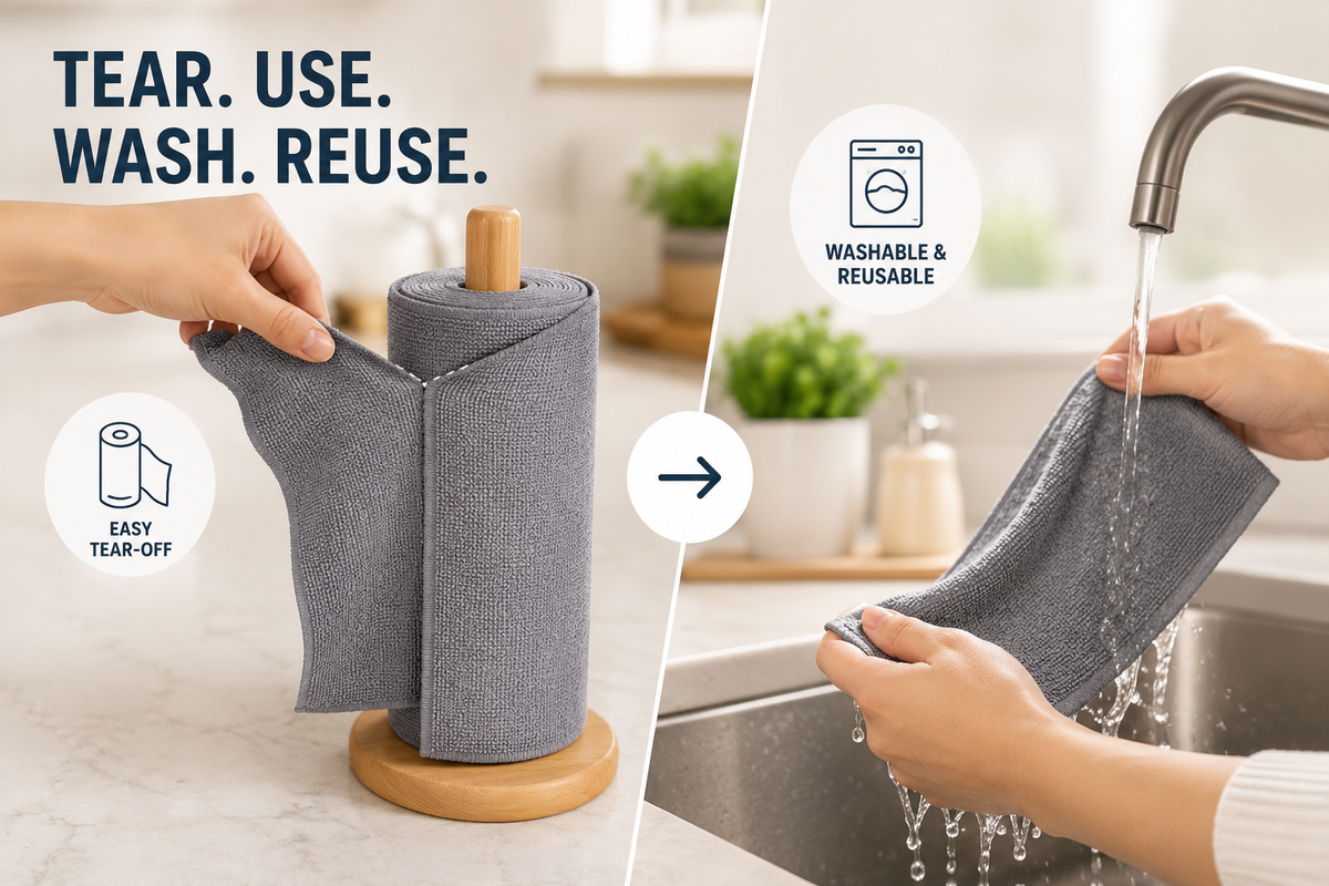 Microfiber Cleaning Cloth Roll – 25 Reusable Sheets