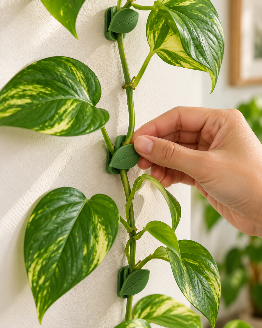 Plant clip holding a plant stem