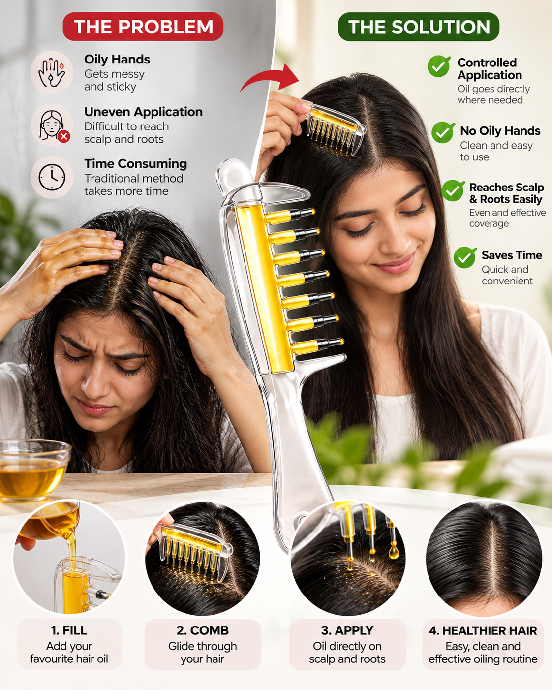 Hair Oil Applicator Comb