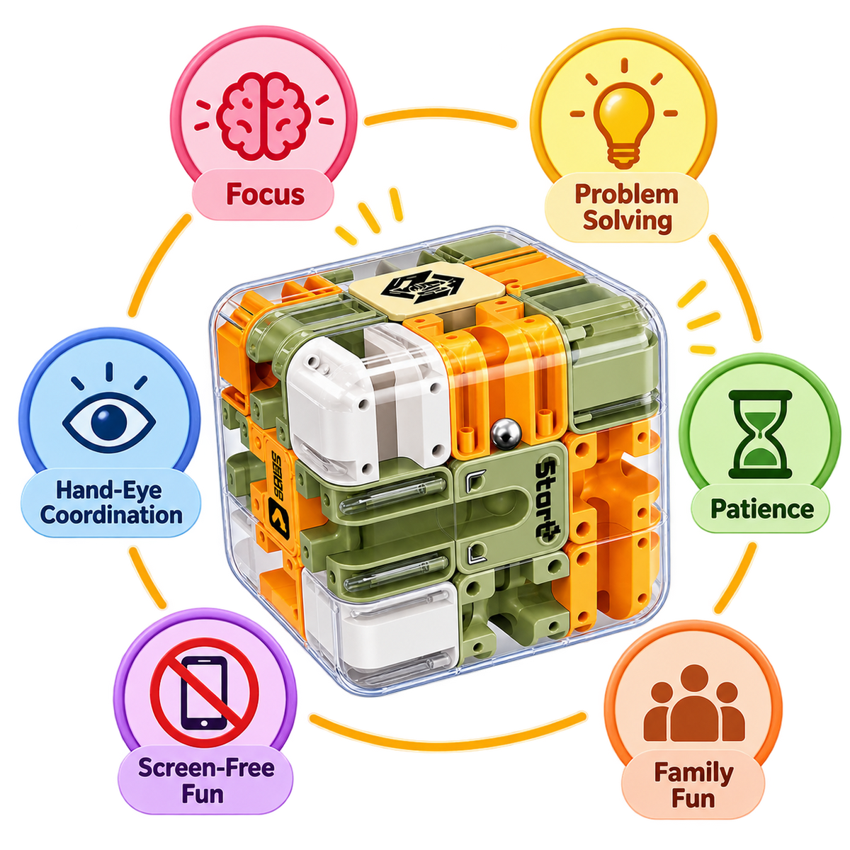 Ball Rolling Cube™ 3D Maze Puzzle for Focus & Brain Challenge ⭐