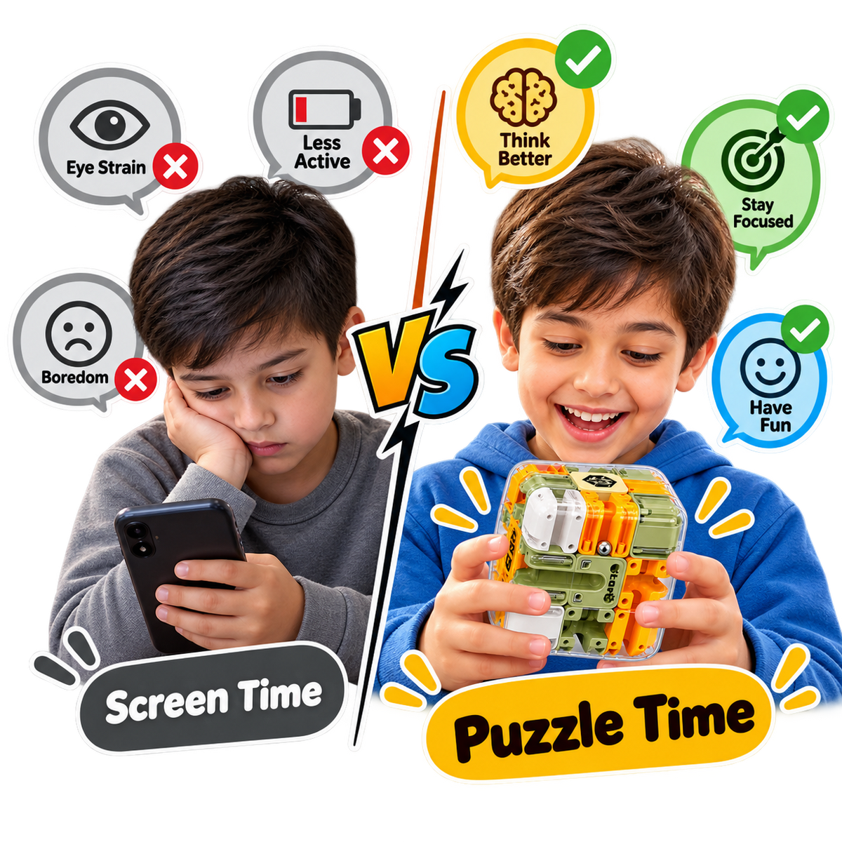Ball Rolling Cube™ 3D Maze Puzzle for Focus & Brain Challenge ⭐