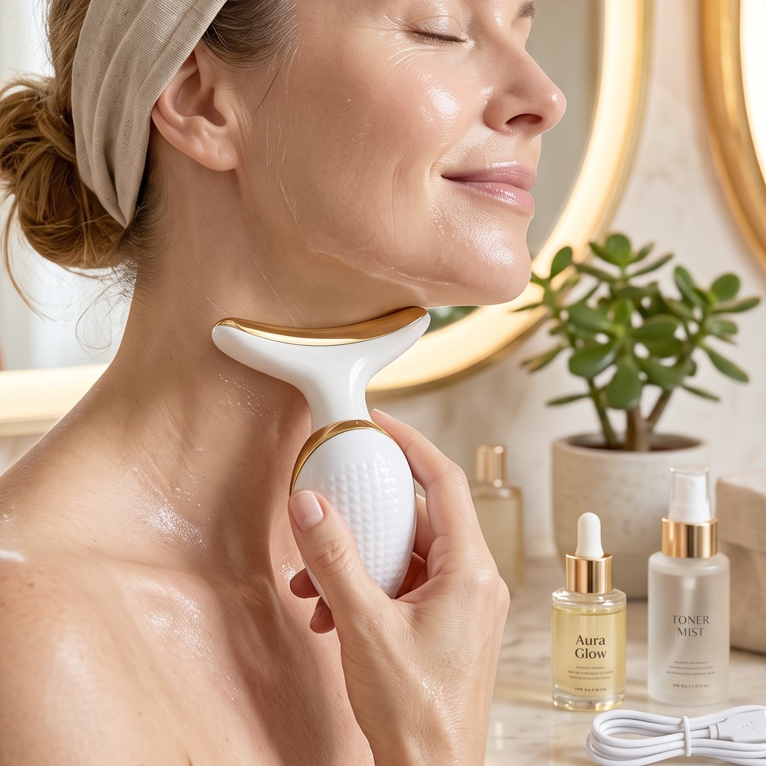 Electric Neck And Face Massager Lifting Firming Skin Care Beauty Device (1 Pc)