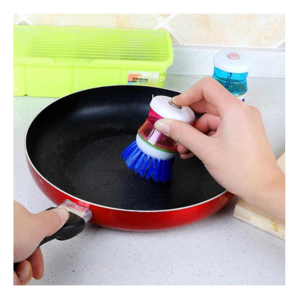 Plastic Wash Basin Brush Cleaner with Soap Dispenser (Pack of 4)