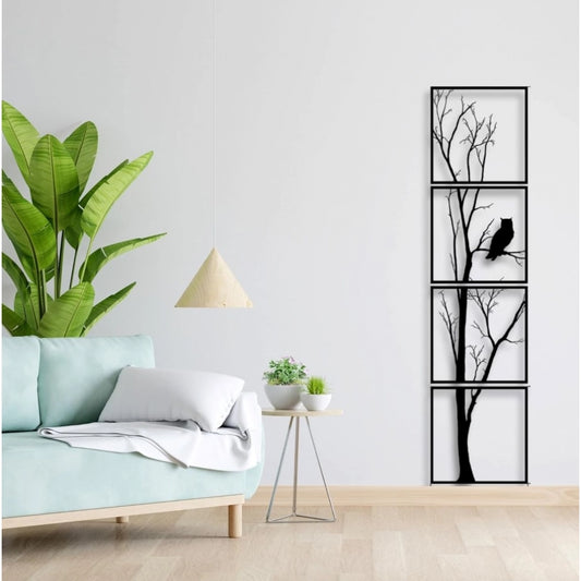 Unique Vertical Tree Wall Art – 4 Piece Wooden Panel Set
