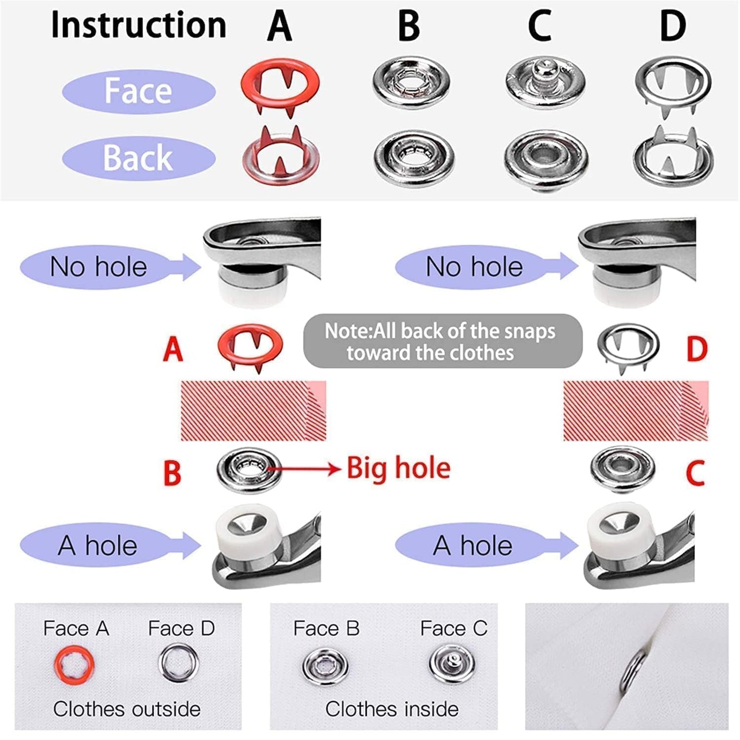 Plastic Snap Button Kit with Pliers