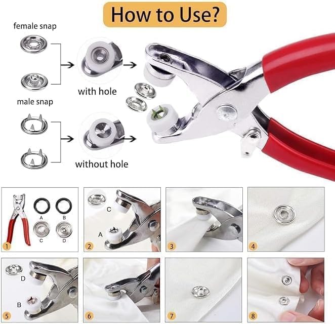 Plastic Snap Button Kit with Pliers