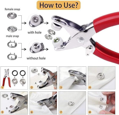 Plastic Snap Button Kit with Pliers