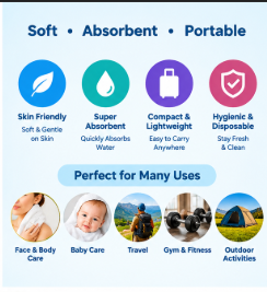 Towel Set Disposable Travel Face Towel (Pack of 5 )