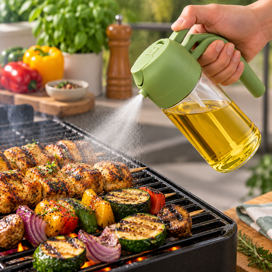 2 In 1 Oil Dispenser & Sprayer Bottle For Kitchen